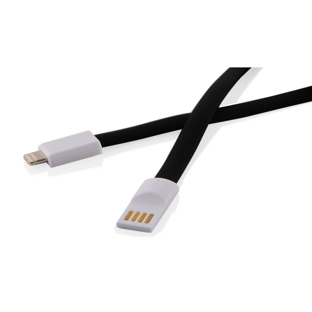 DeTech Data cable  USB - Lightning,iPhone 5/5s, 6,6S/6plus,6S plus,Flat,With magnet,1m - 14288 